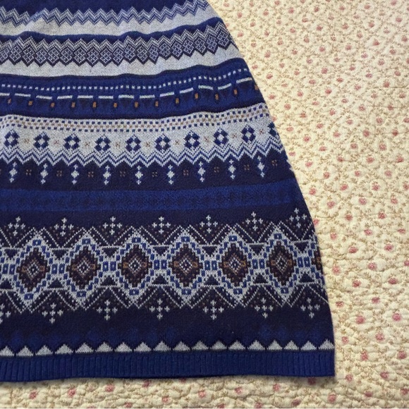 Athleta Fara Fair Isle Sweater Dress Split V-Neck Blue Women Size Medium - Picture 12 of 15